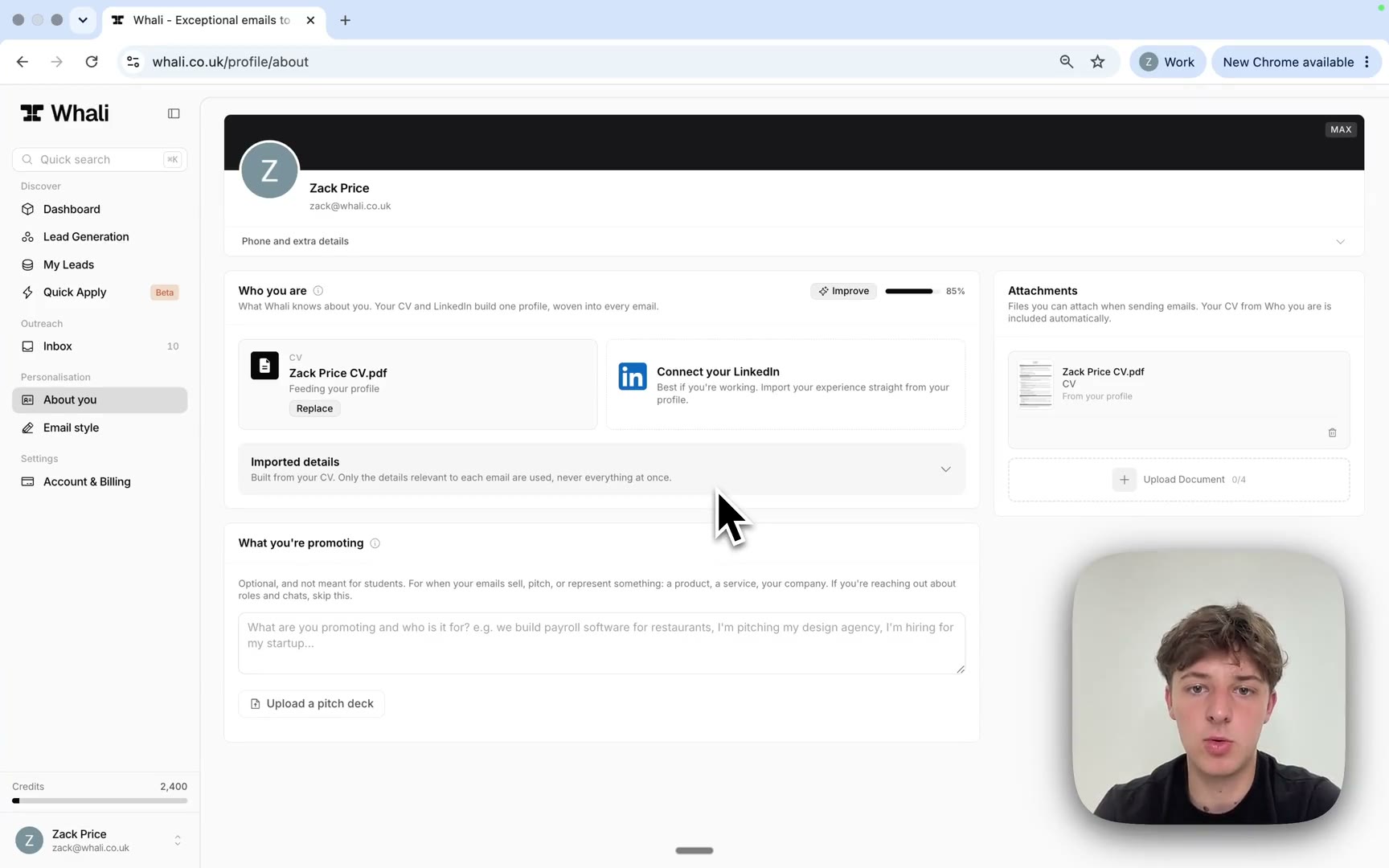 Set up your About you profile