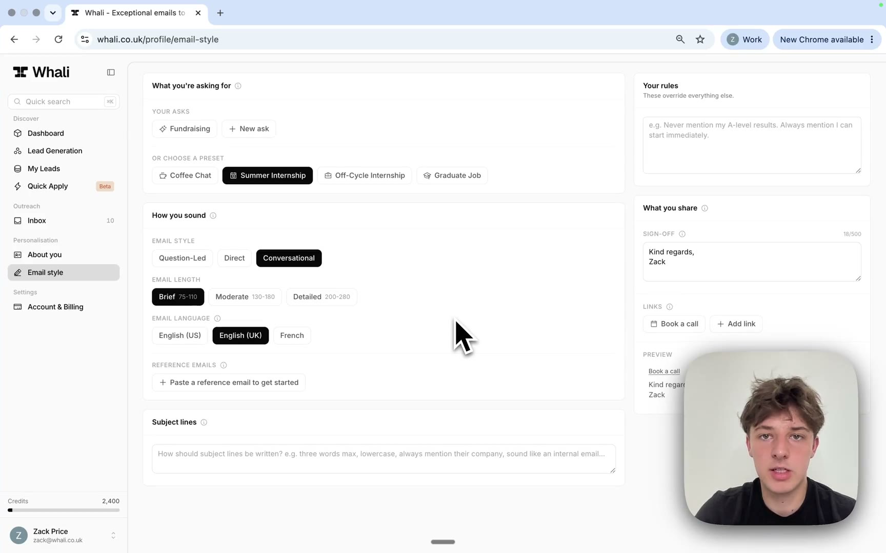 Control your Email style